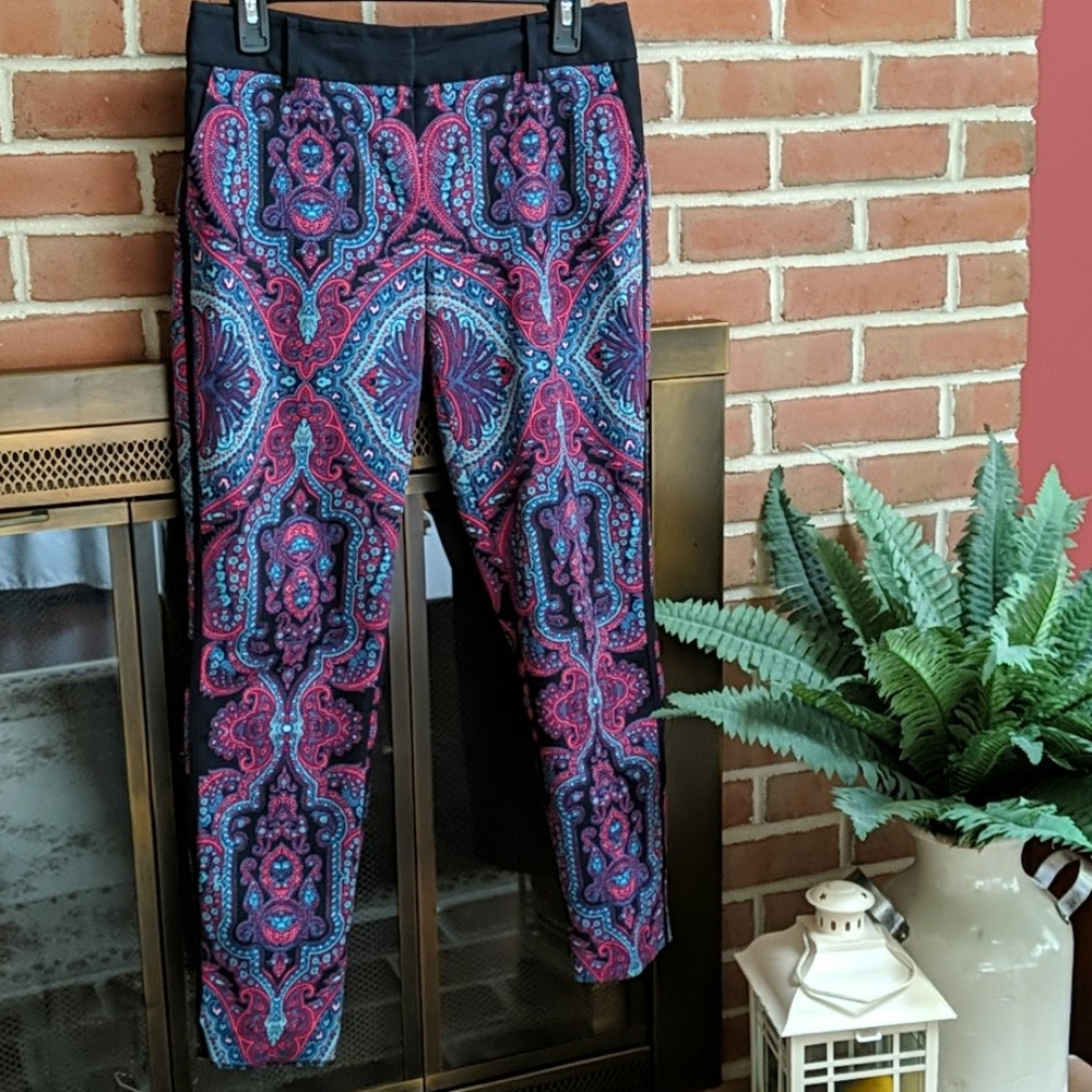 Adrianna Papell Bright Multicolor Paisley Pants